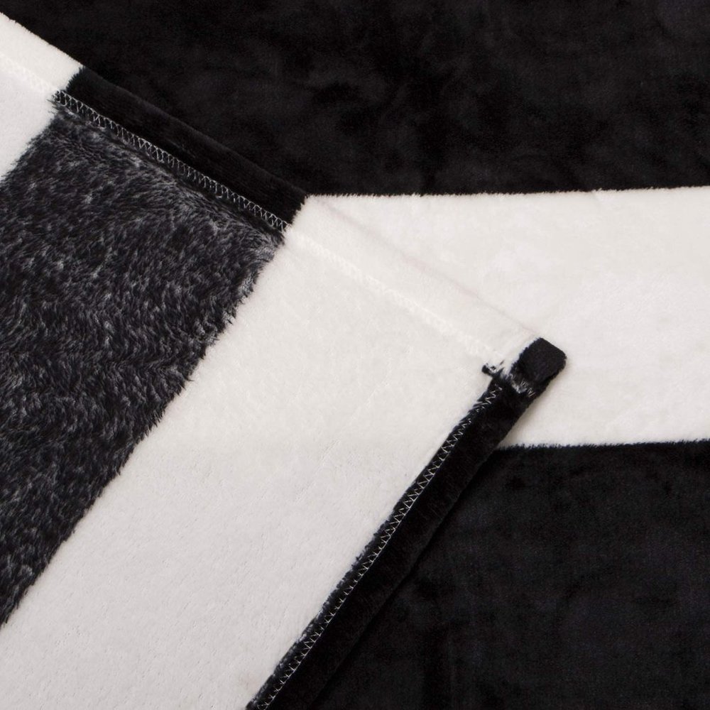 Halloween Flannel Blanket Black White Stripe King - Picture 5 of 7